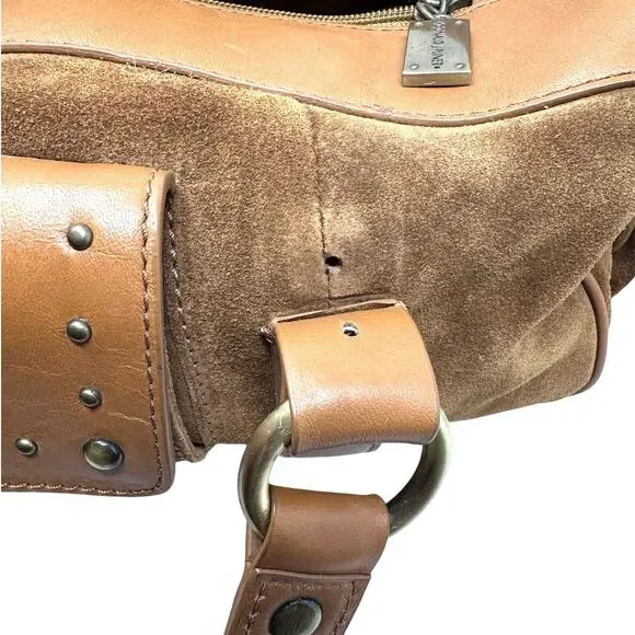 NWT Vintage Donald Pliner camel leather and suede shoulder purse - Picture 11 of 16